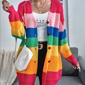 Rainbow stripe cardigan